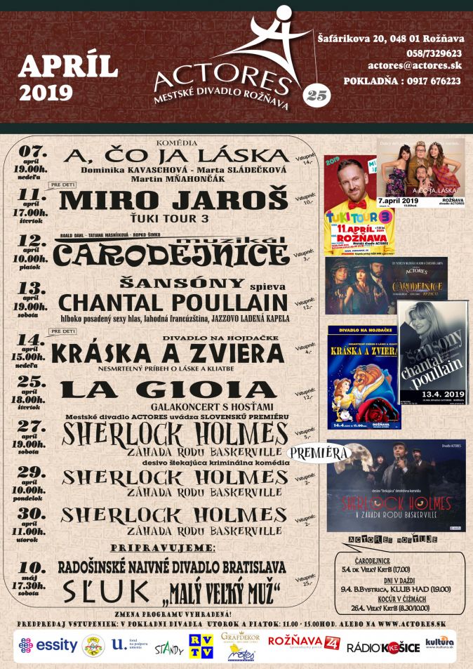 Mestské divadlo Actores- program v apríli 2019 